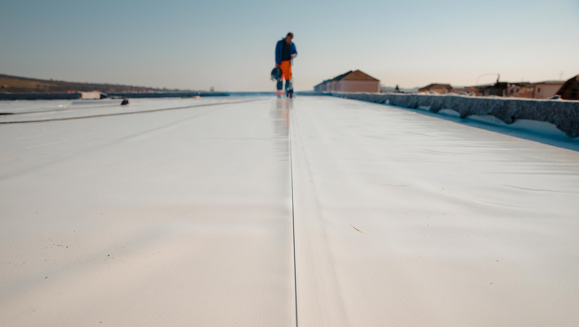 A flat roof on an industrial property 